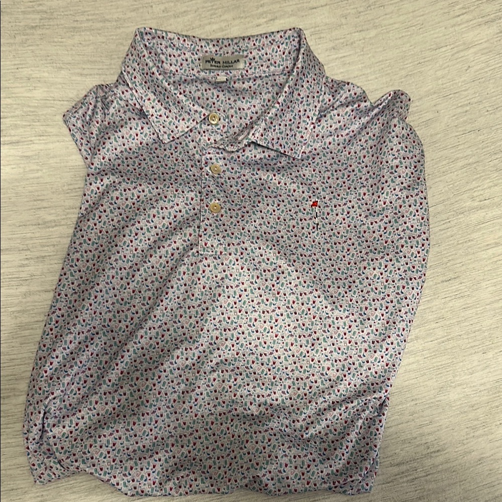 Peter Millar Floral Polo Shirt- Golf Club Logo